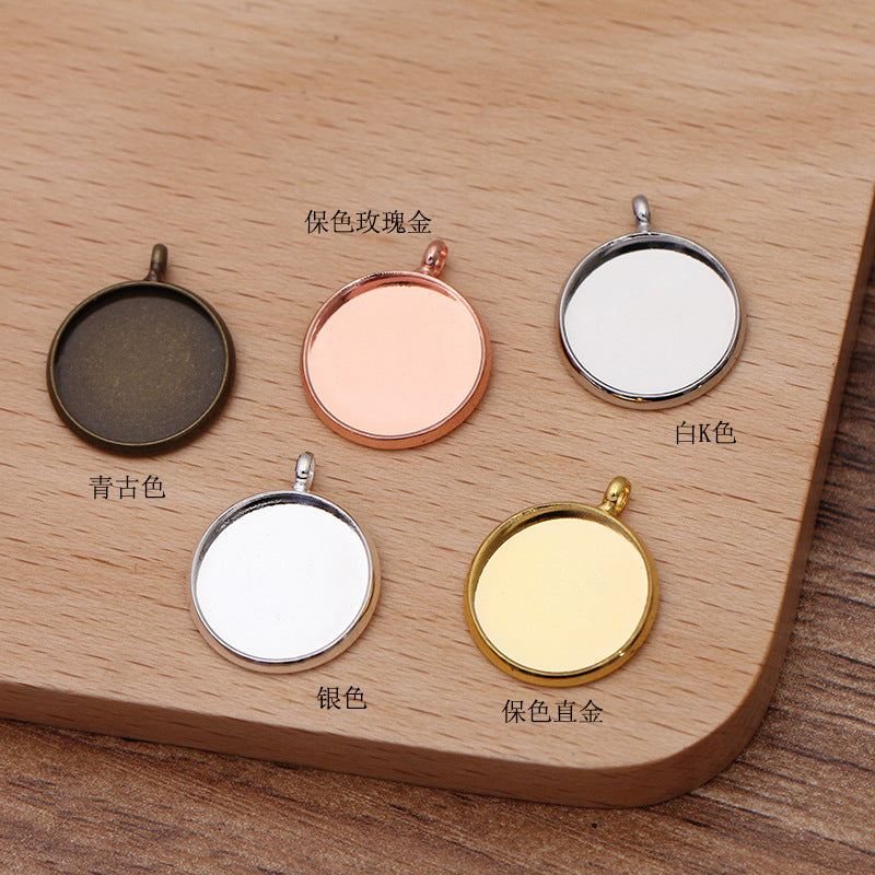 50 Vertical Loop Bezel Cup Charm Pendant 18KGP 10mm 12mm 14mm 16mm 18mm 20mm Round Cabochon Blank Base Gemstone Setting