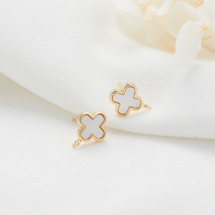 4 Cross Stud Earrings with Loop Resin Embellished 14K GF Ear wire Earing