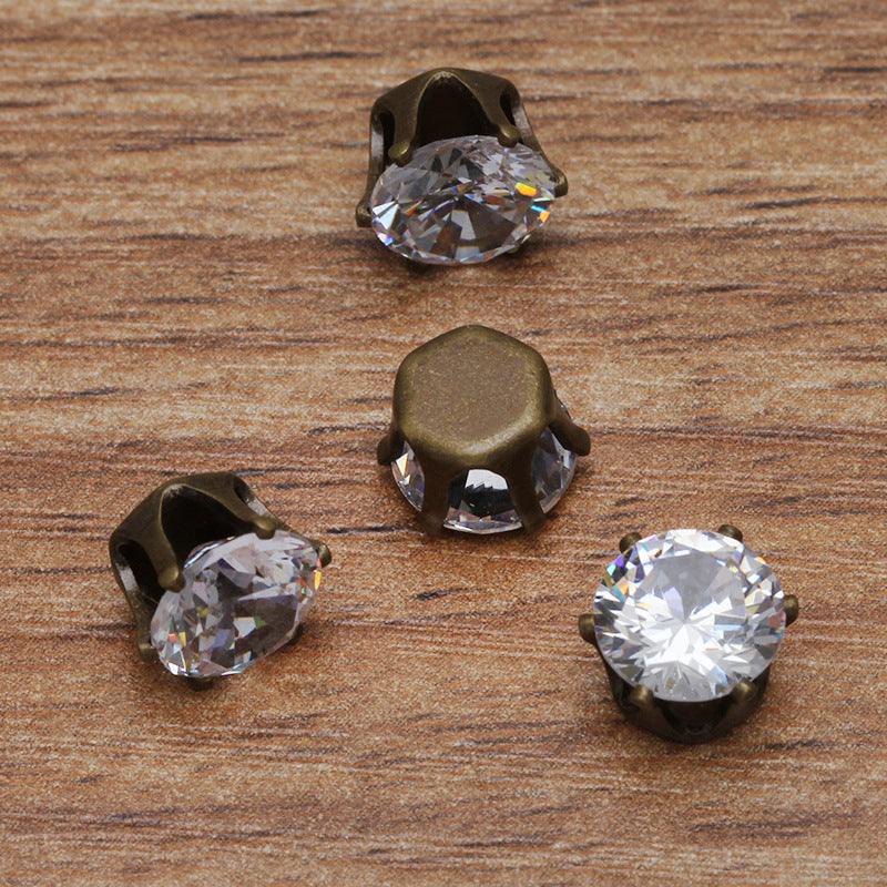 100 Charm-Anhänger mit sechs Krallen und flacher Rückseite, 18 kg, 8 mm Strasssteine, mit Zirkoneinlage