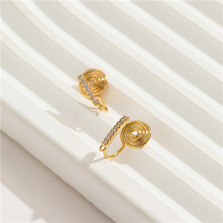 4 boucles d'oreilles à crochet en spirale ornées de strass 14K GF