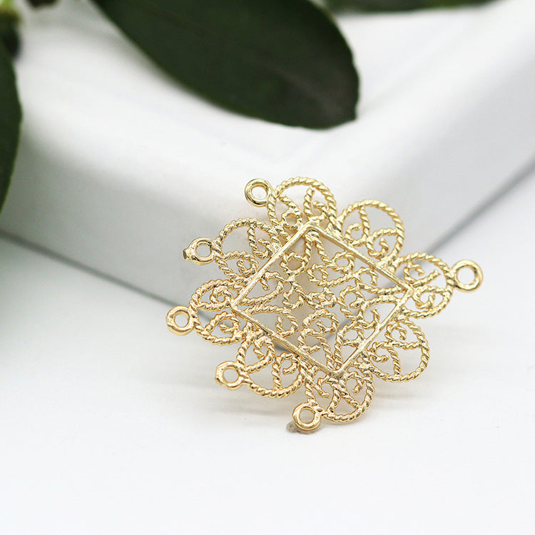 2 pendentifs à breloques à pièces florales creuses à boucles multiples 14K GF