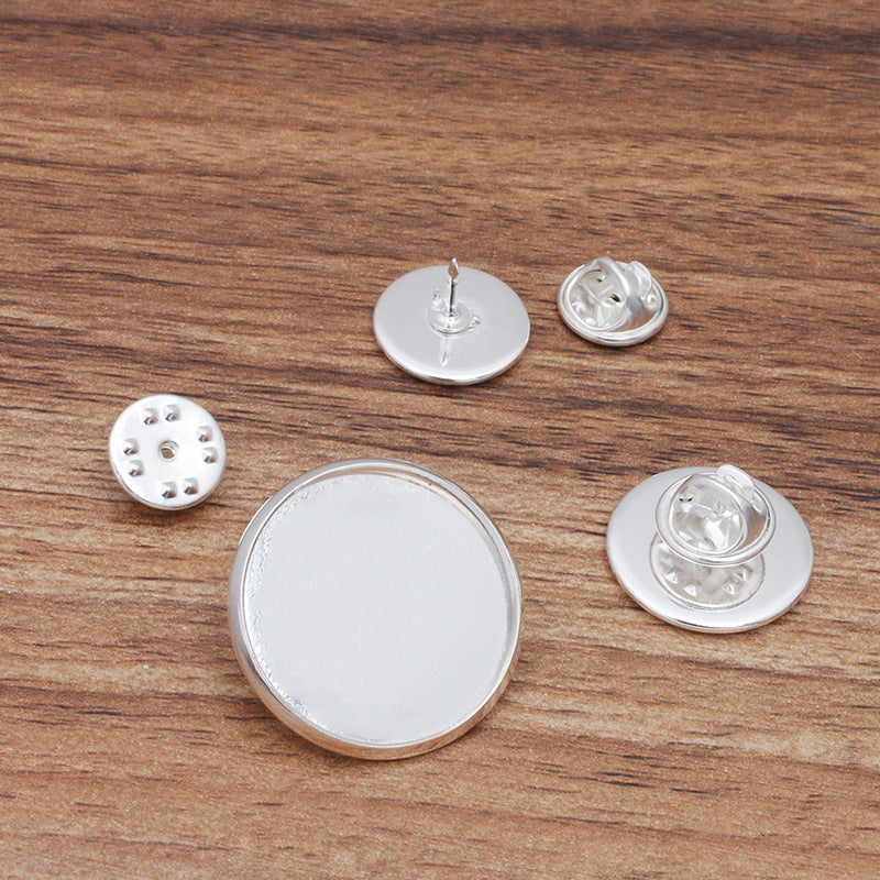 50 Bezel Cup Safe Brooch Pin Silver Plated 12mm 14mm 16mm 18mm 20mm 25mm Round Cabochon Blank Base Gemstone Piece Setting