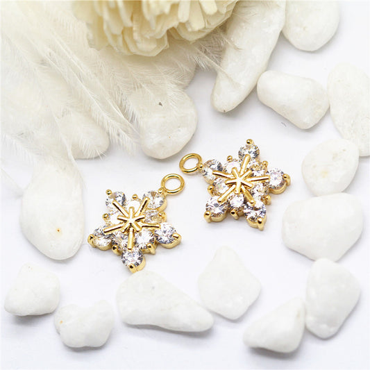 10 pendentif à breloque flocon de neige orné de strass 14K GF