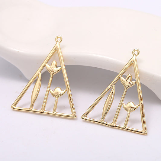 10 pendentif à breloque triangle floral creux 14K GF