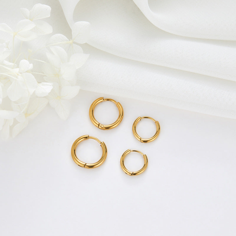 4 Plain Round Circle Hoop Earring 14K GF Earing