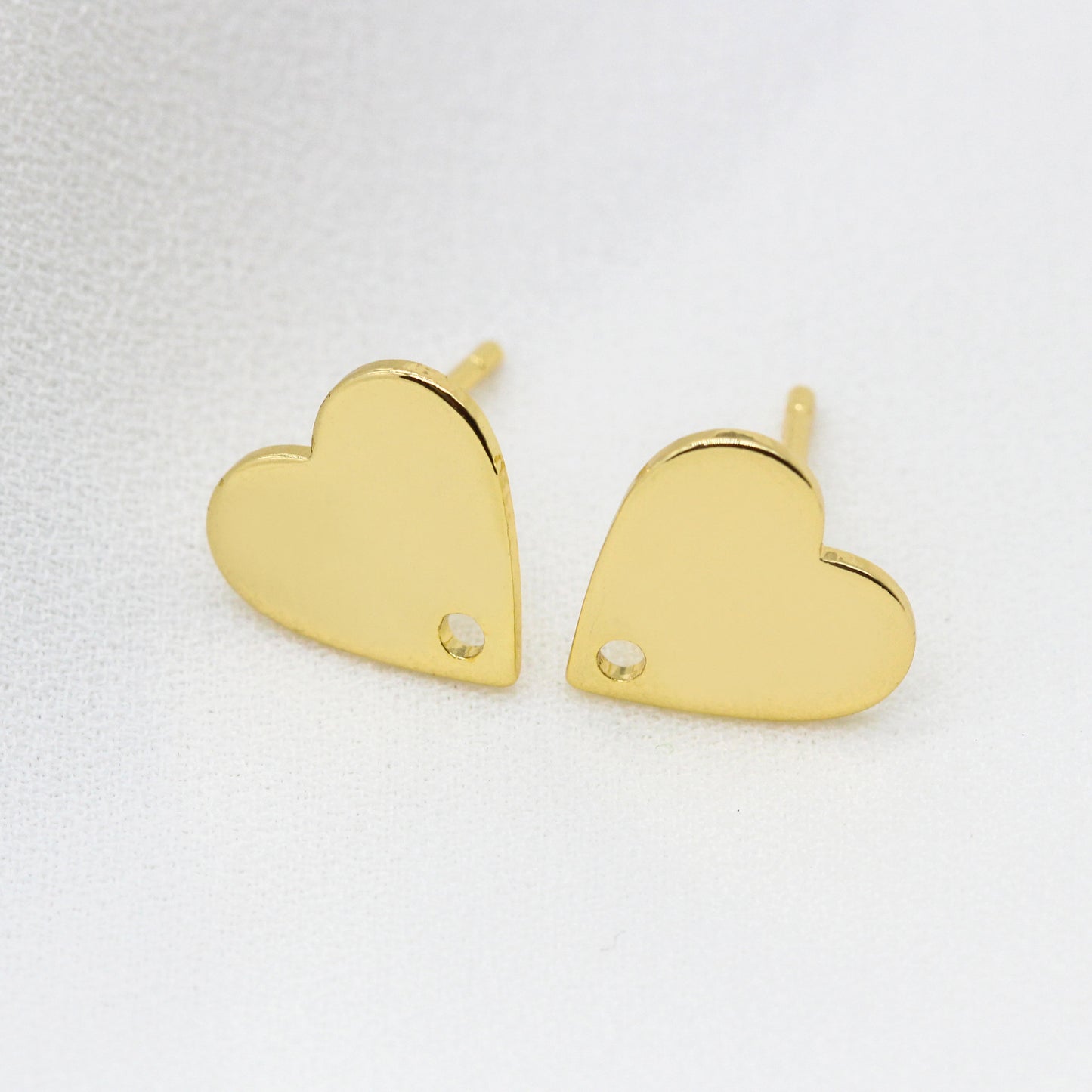 4 boucles d'oreilles coeur brillant avec trou 14K GF Earing