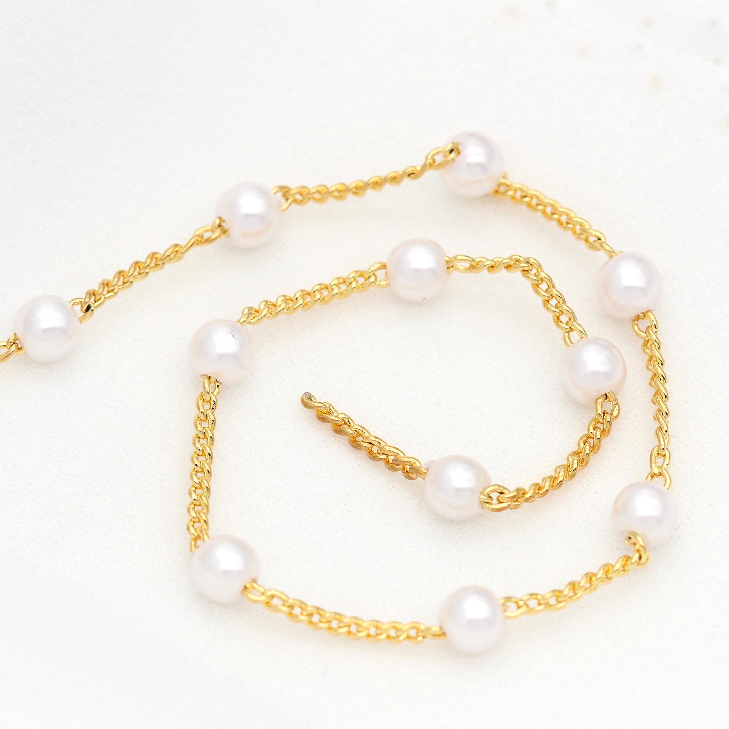 Chaîne câble de 2 mètres 14K GF ornée de perles
