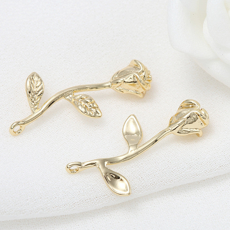 Pendentif à breloque florale 10 roses 14K GF