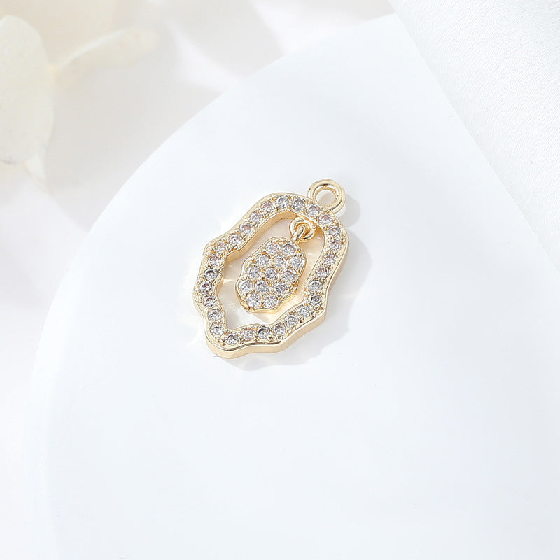 2 Feuilles Étoile Chat Flash Pomme Carré Hexagone Charme Pendentif Strass Embelli 14K GF