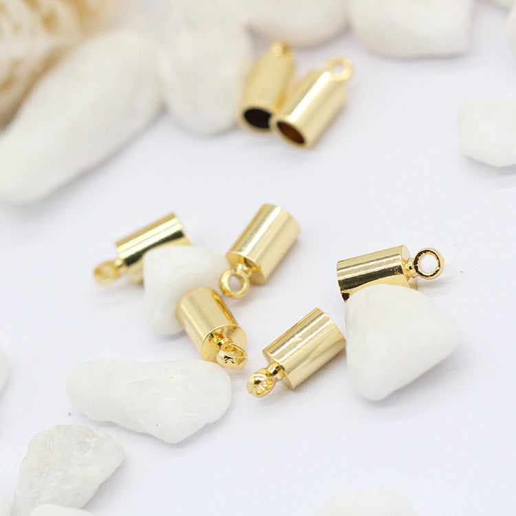 100 minuscules clips en cuir fin à bout de cordon rond 14K GF