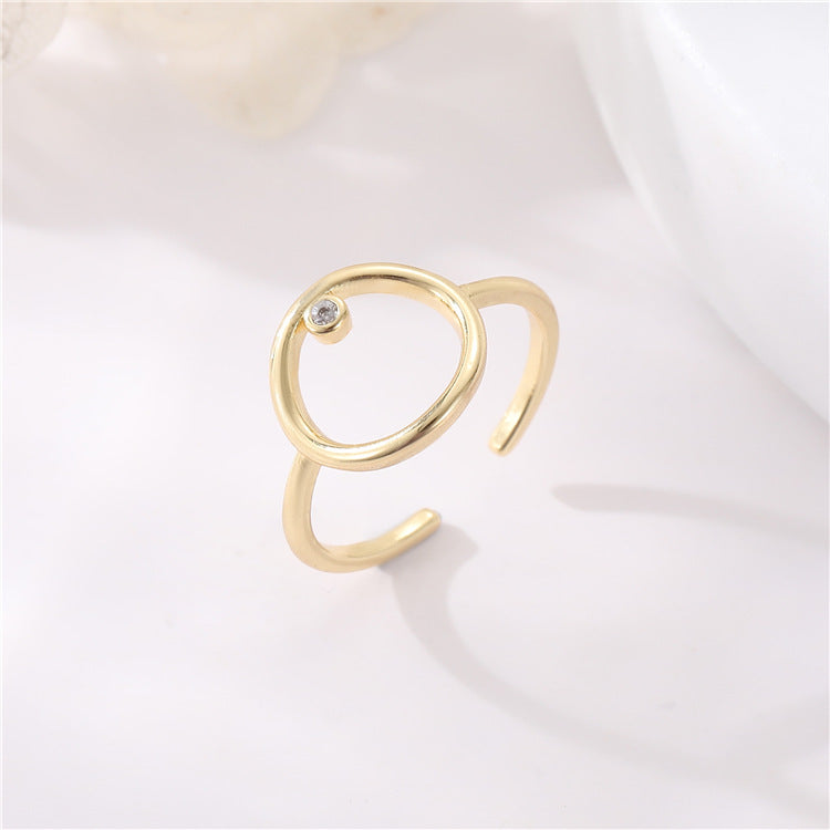 2 bague de déclaration sculptée en cercle ouvert 14K GF perle à moitié percée vierge