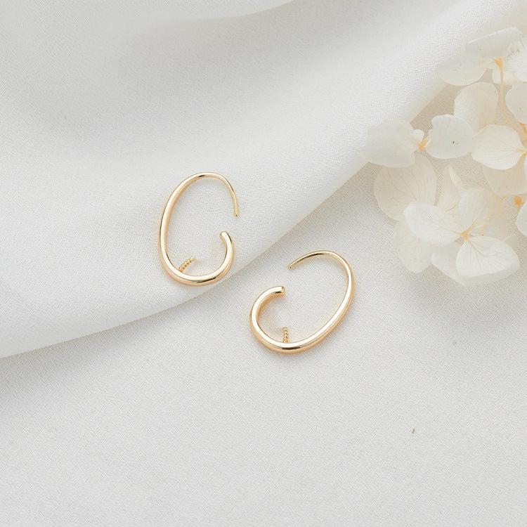 4 einfache Kreis-Haken-Ohrringe aus 14-karätigem GF, halbgebohrte Perlen, Rohling