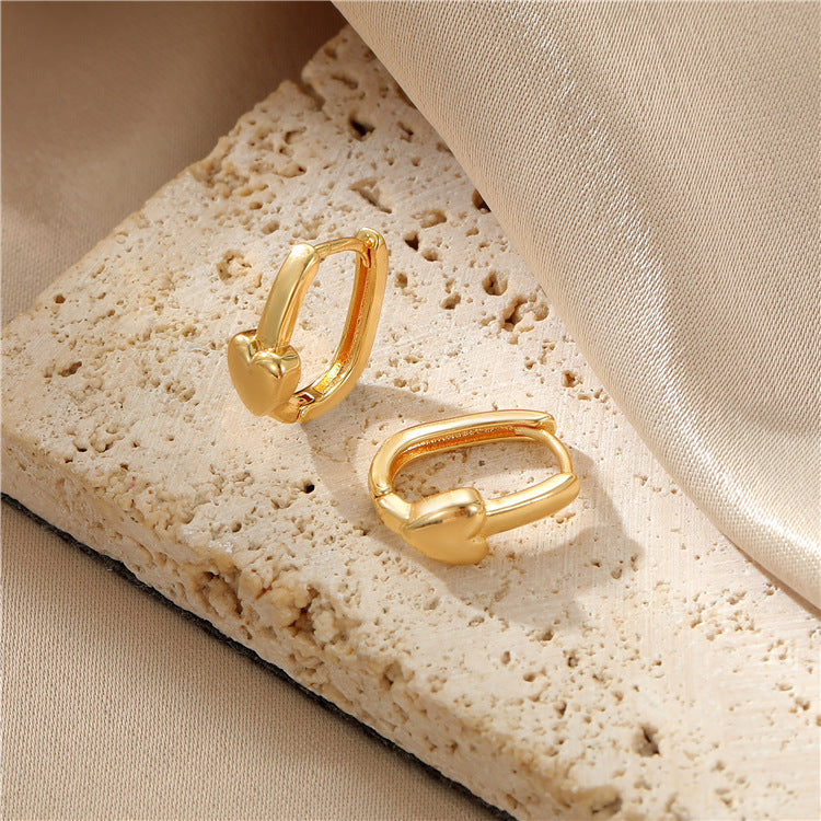 4 boucles d'oreilles serpent rectangle cercle coeur cerceau strass embelli 14K GF boucle d'oreille