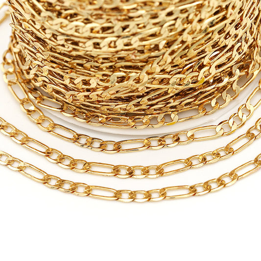 2 Meter flache, gebogene Gliederkabelkette 14K GF