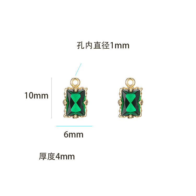 10 pendentifs à breloque rectangulaires, connecteur à Double boucle, ornés de strass, 14K GF
