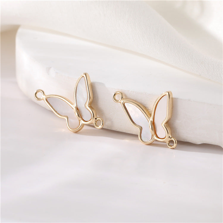 Pendentif à breloque papillon 2 étoiles 14K GF Shell embelli
