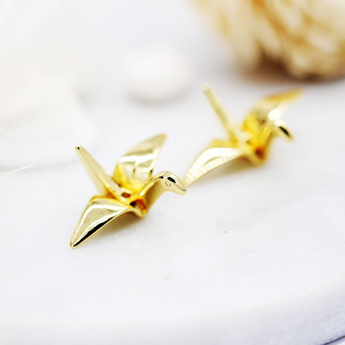 10 Origami Grue Perle Charme 14K GF Perles Entretoise