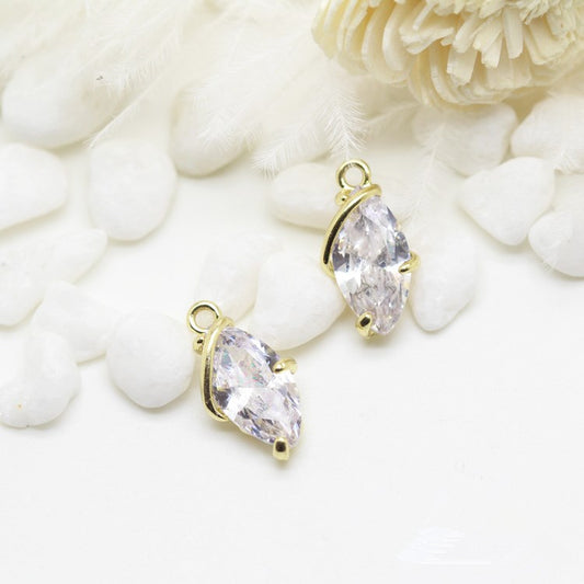 10 minuscules pendentifs de charme olive strass embellis 14K GF
