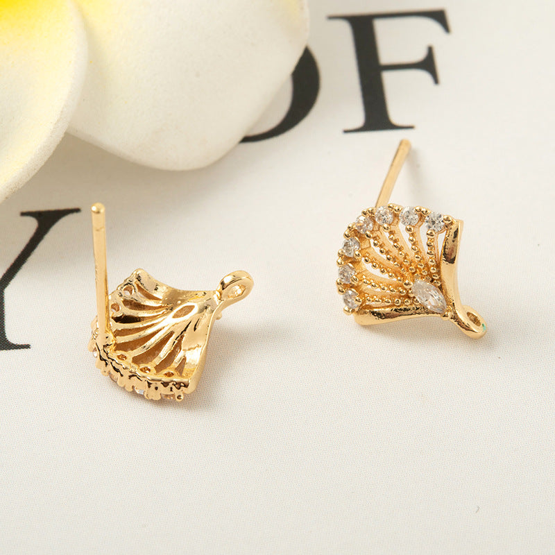 20 boucles d'oreilles à tige en forme d'éventail avec boucle 14K GF ornées de strass