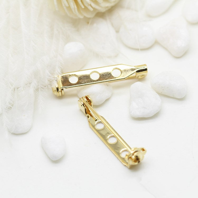 2 broches de sécurité simples 14K GF Surface plate Cabochon vierge