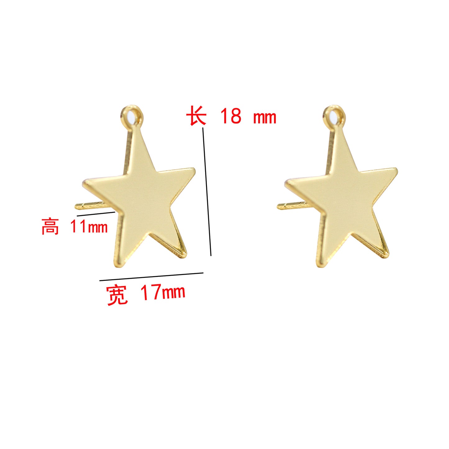 10 boucles d'oreilles à tige hexagonales en forme d'étoile ronde brillante avec boucle 14K GF
