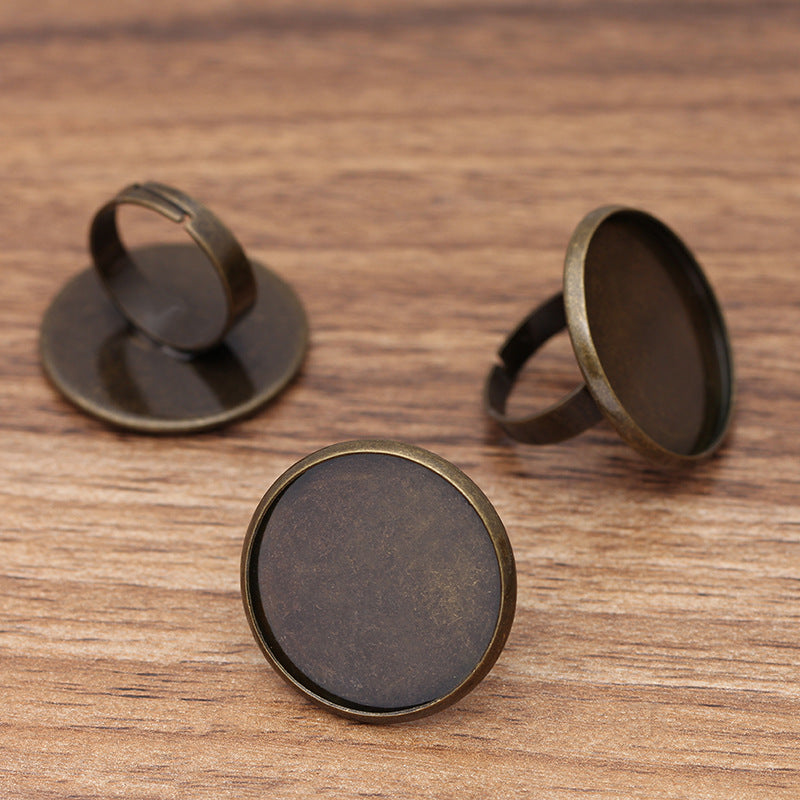 100 Plain Ring 18KGP 25mm Round Cabochon Blank Base Gemstone Setting