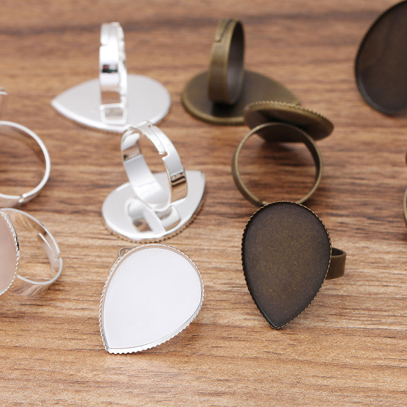 50 Serrated Edge Bezel Cup Openable Circle Ring Silver Plated 13x18mm 18x25mm Waterdrop Cabochon Blank Base Gemstone Setting