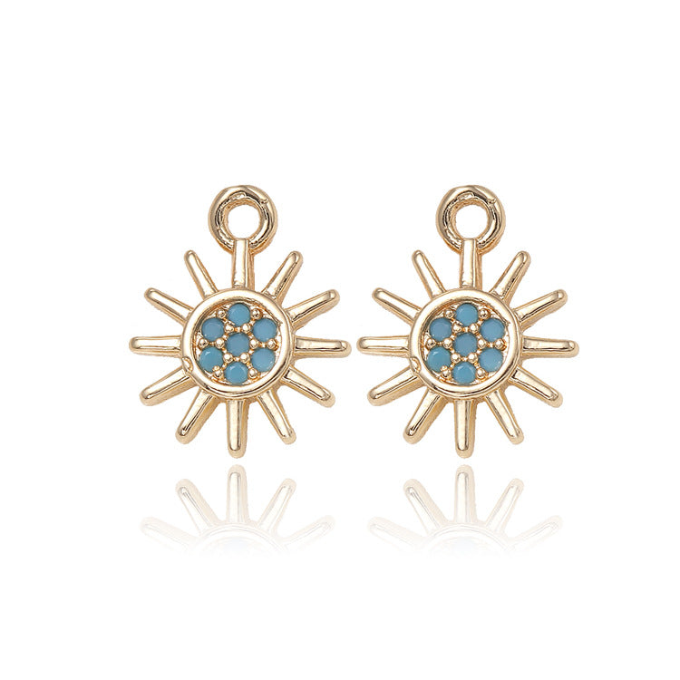 Pendentif à breloque 2 soleil orné de strass 14K GF