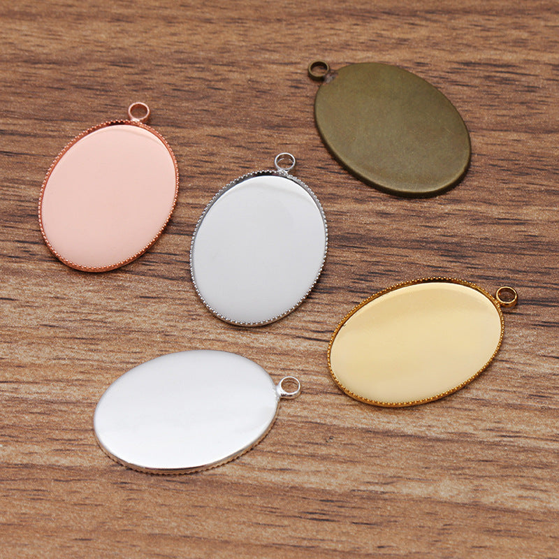 50 pendentif à breloque de tasse à lunette à bord dentelé 18KGP 13x18mm 18x25mm 30x40mm cabochon ovale Base vierge réglage de pierres précieuses