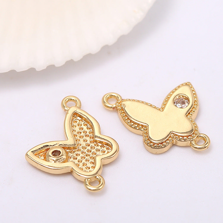 2 connecteurs papillon à double boucle ornés de strass 14K GF