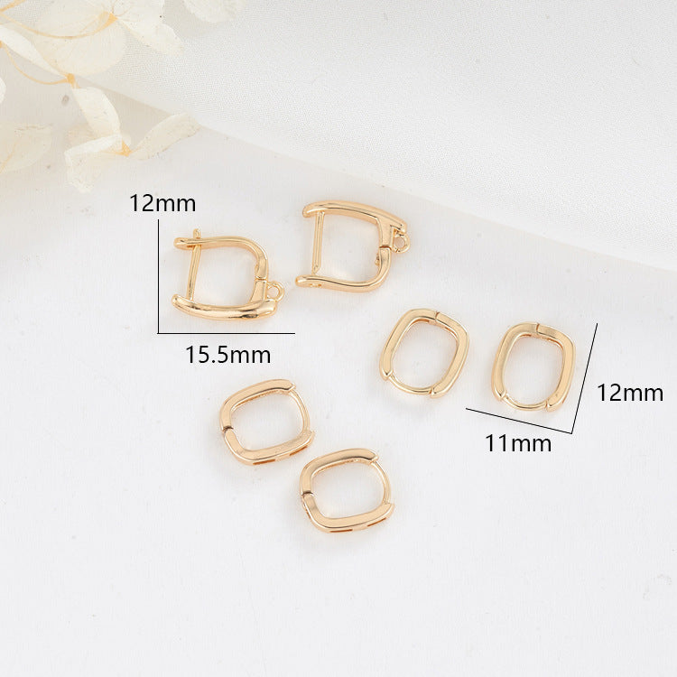 4 Plain Circle Hoop Earrings 14K GF Earing