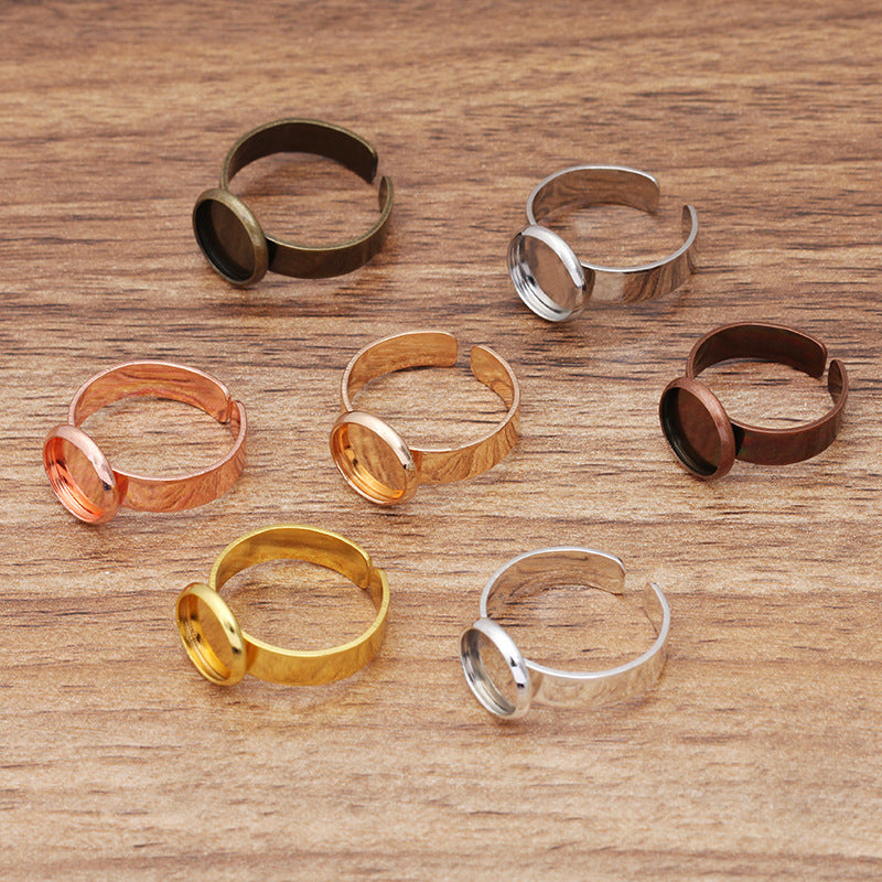 20 Plain Bezel Cup Open Circle Ring 18KGP 10mm 12mm 14mm 16mm 18mm 20mm Round Cabochon Blank Base Gemstone Setting