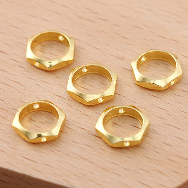 200 durchgehend gelochte sechseckige Charm-Perlenrahmen, 18 kg, 6 mm runde Perlen, leere Basis, Edelsteinfassung