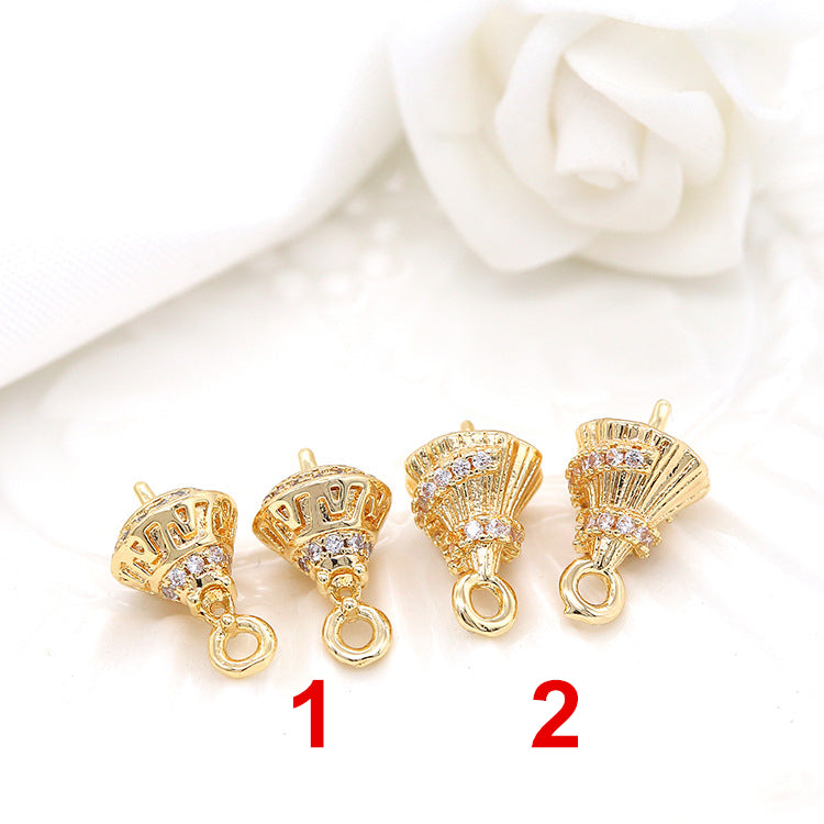 2 cônes pendentif à breloque strass embelli 14K GF perle semi-percée perle vierge