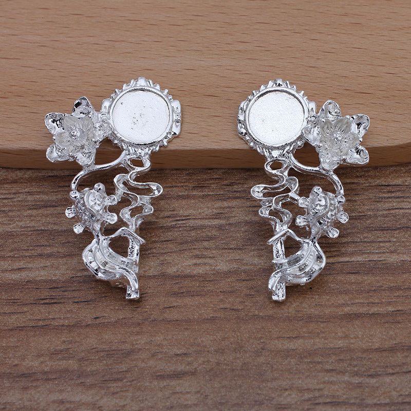 20 Gold Fish Floral Charm Pendant 18KGP 10mm Round Cabochon Blank Base Gemstone Piece Setting