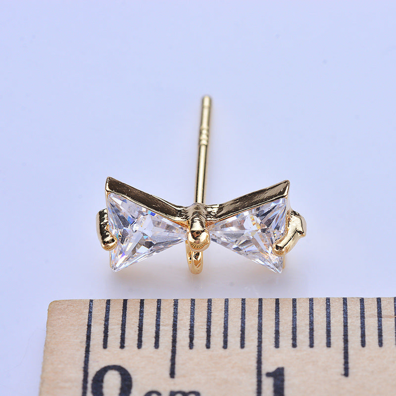 20 Ohrstecker mit Schleife und Öse, 14 K GF-Strassverzierung