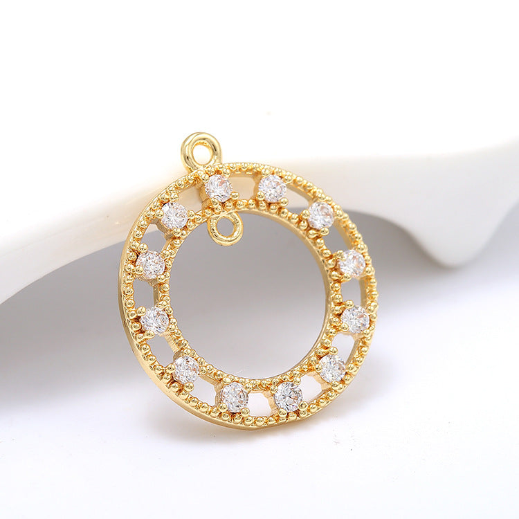 2 Round Honeycomb Star Waterdrop Circle Charm Pendant Rhinestone Embellished 14K GF