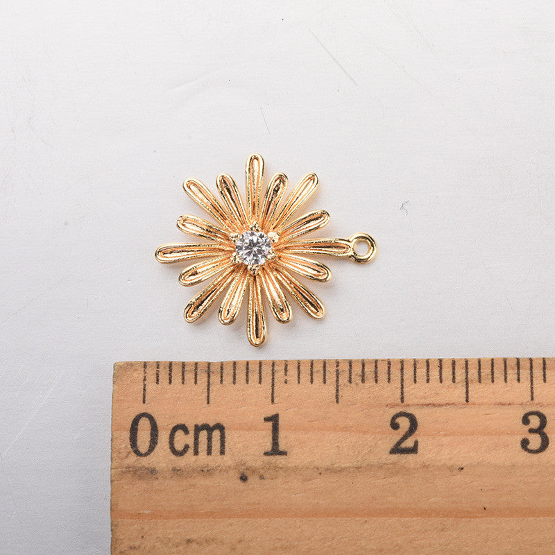 20 pendentif à breloque florale orné de strass 14K GF