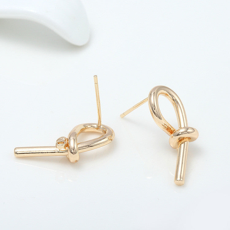 4 Twined Knot Stud Earrings with Loop 14K GF Ear wire Earing