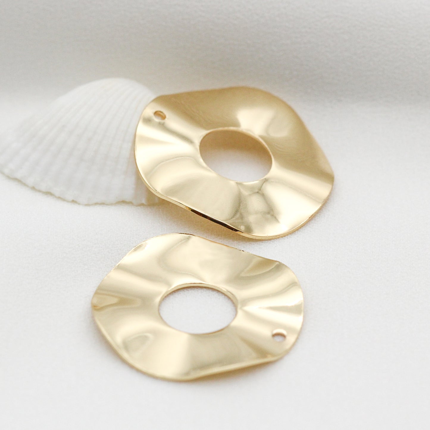 Pendentif à breloque 2 cercles ronds incurvés 14K GF
