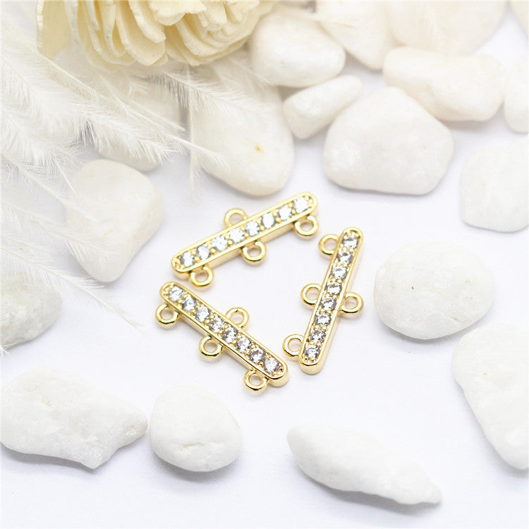 10 pendentifs à breloques à barre de bâton multi-boucles Rhienstone embelli 14K GF