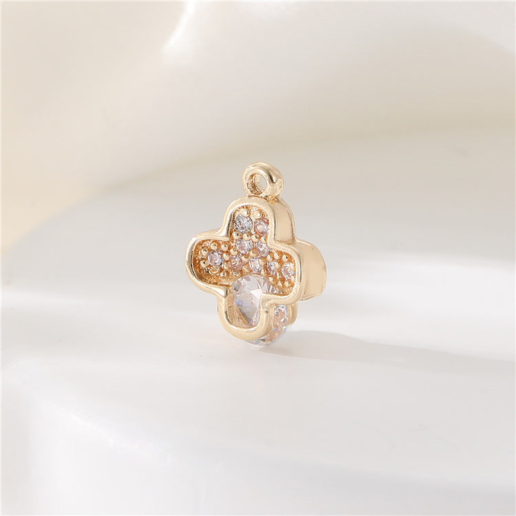 2 pendentif à breloque en forme de croix en forme de goutte d'eau orné de strass 14K GF