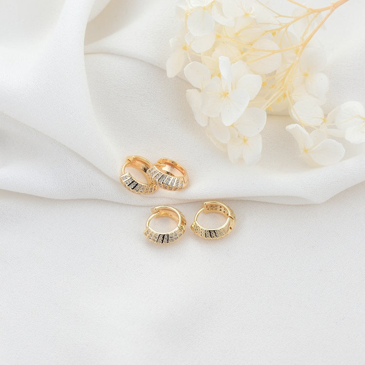 4 runde Creolen mit Strassverzierung aus 14-karätigem GF-Ohrring