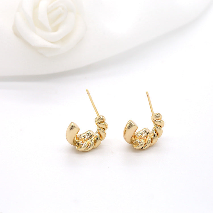 4 boucles d'oreilles à tige torsadées en demi-cercle 14K GF Earing