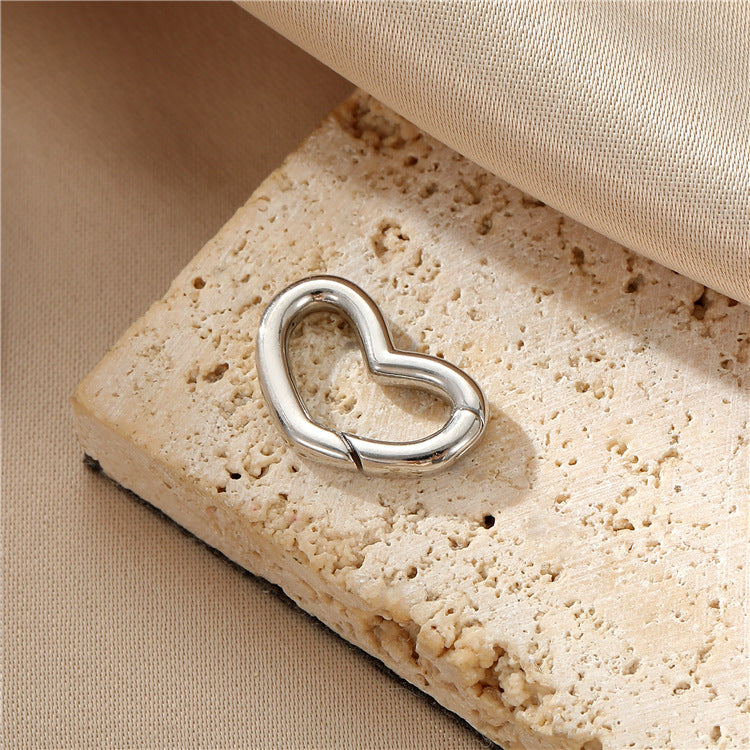 2 porte-clés oblongs en forme de cercle de cœur, fermoir mousqueton 14K GF