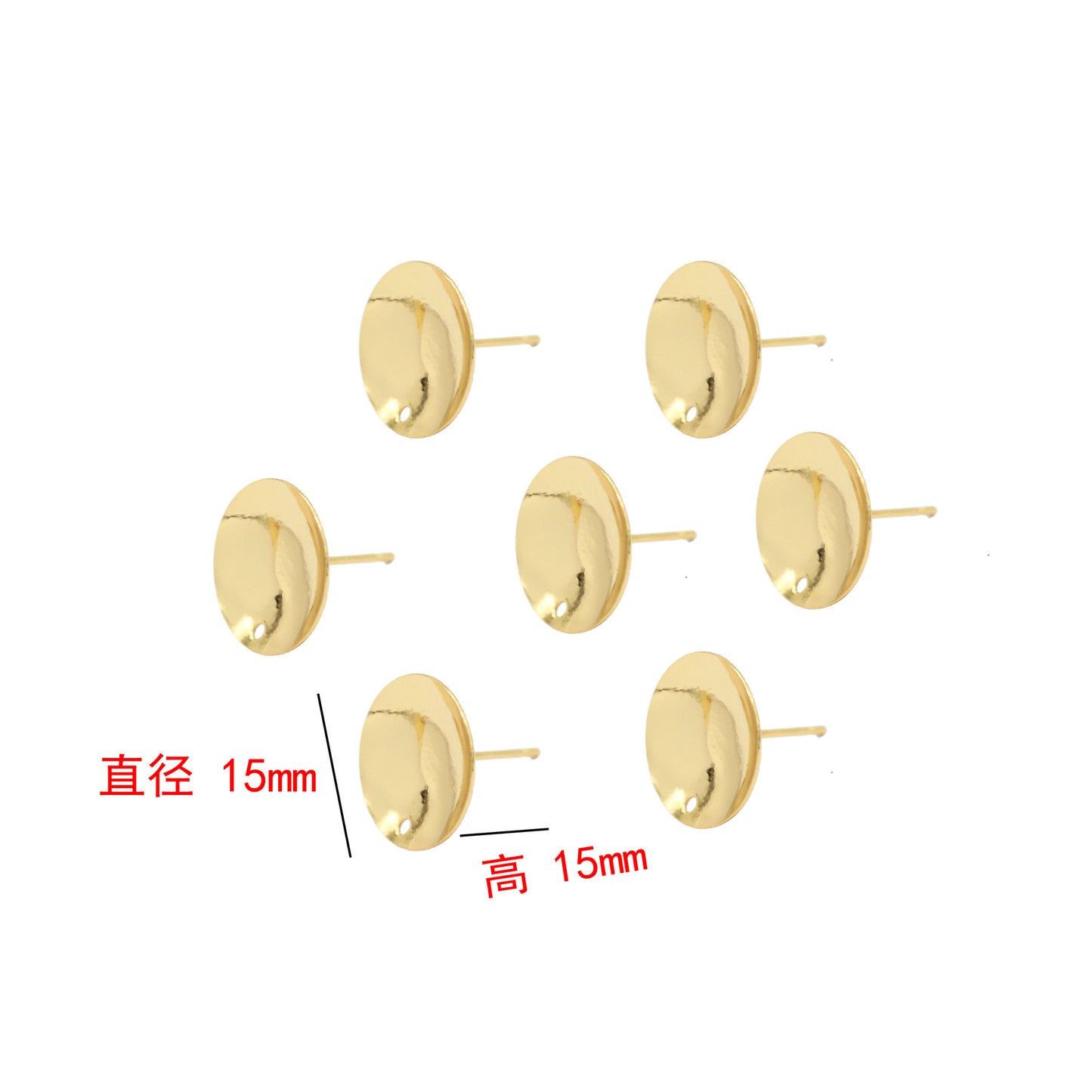 40 boucles d'oreilles rondes brillantes avec trou 14K GF, Base de cabochon vierge