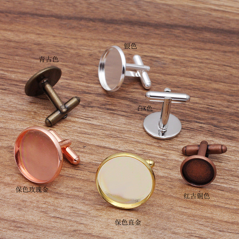 20 Bezel Cup Plain Cufflink 18KGP 12mm 14mm 16mm 18mm 20mm Round Cabochon Blank Base Gemstone Setting