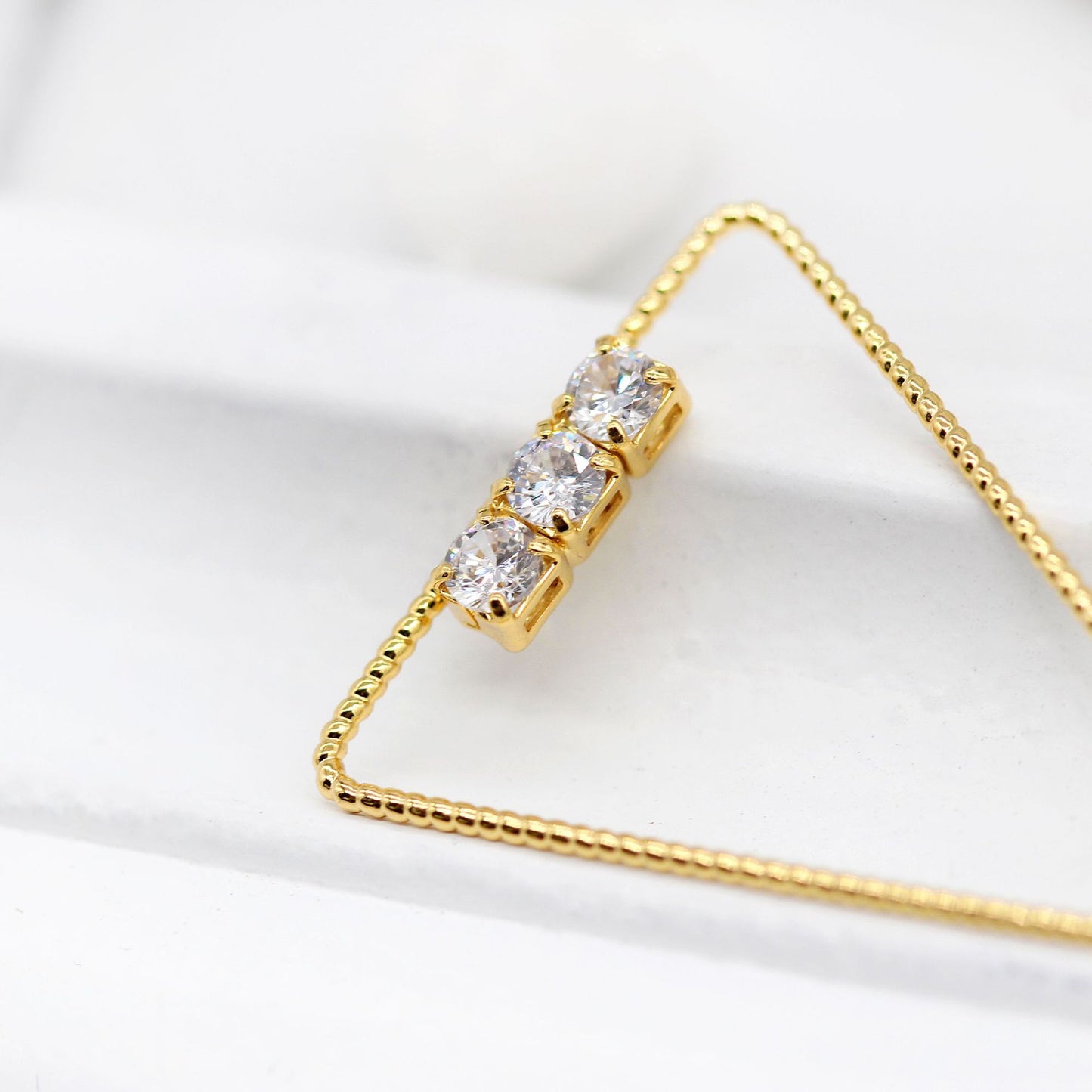 10 Triangle Circle Charm Pendentif Strass Embelli 14K GF