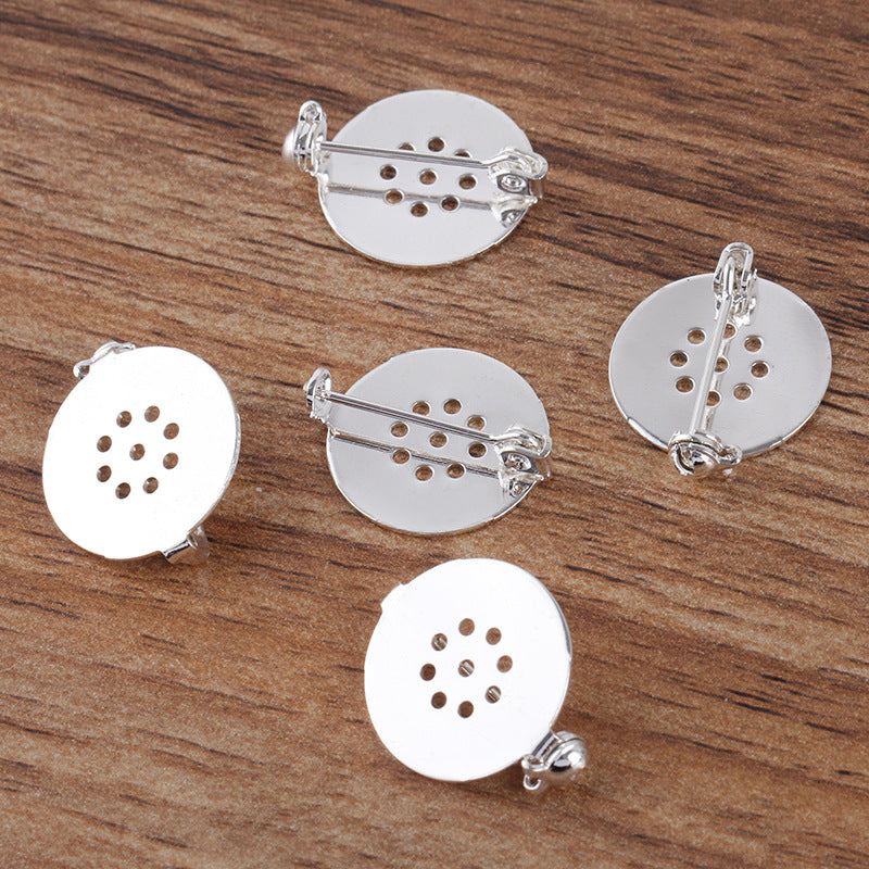 20 broches plates creuses sûres 18KGP, cabochon rond de 17mm, Base vierge, réglage des pierres précieuses