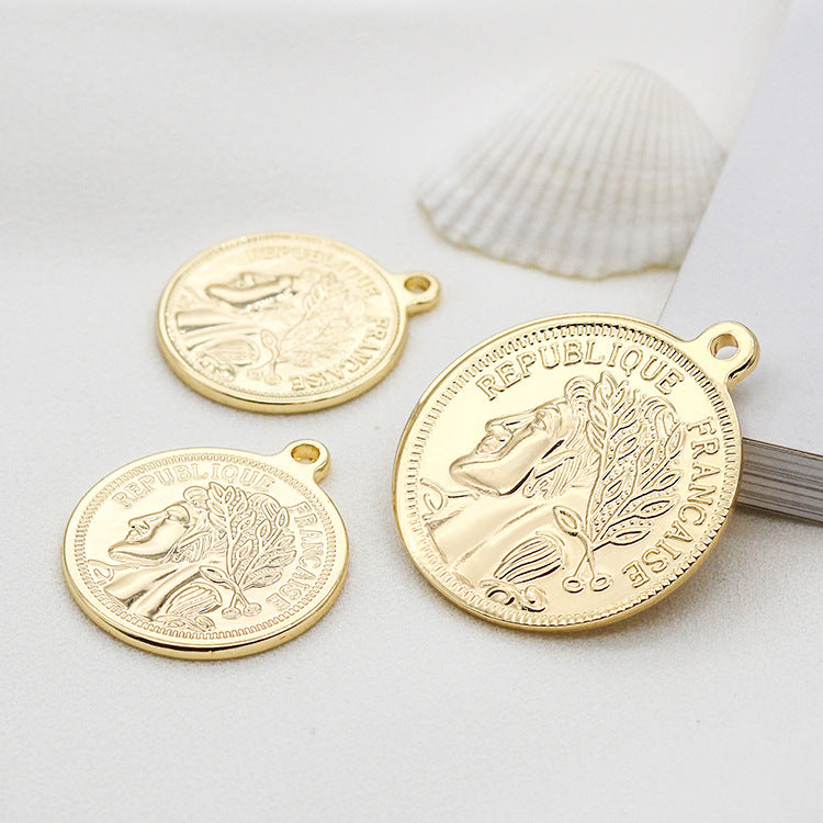 Pendentif à breloque pièce de monnaie 20 portraits 14K GF